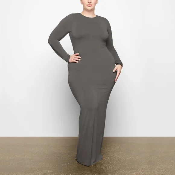 SKIMS | Dresses | Skims Smooth Lounge Long Sleeve Open Back Dress | Poshmark